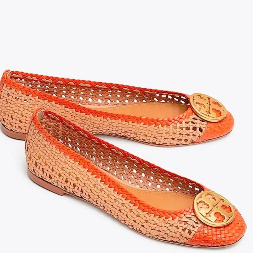 Tory Burch Chelsea Woven Genuine Leather Cap-toe Ballet Flats & Loafers Size 8